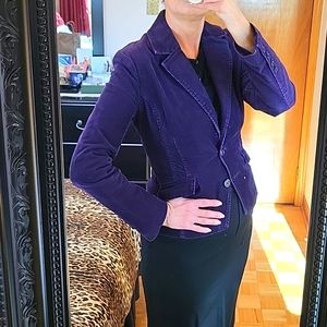 H&M Purple Stretch Distressed Corduroy Blazer, Pockets! 8